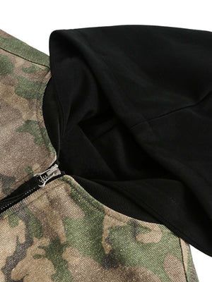 Camouflage Faux Two-Piece Hooded Jacket - thumbnail 4