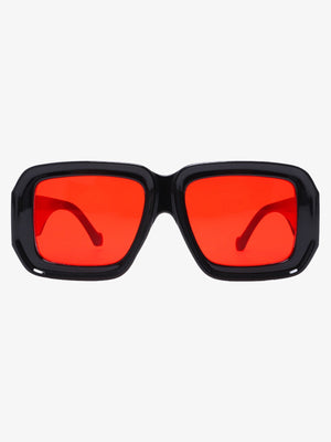 Retro Square Frame Wide Temple Sunglasses - thumbnail 2