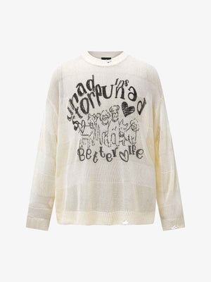 Vintage Hollow Ripped Knit Sweater - thumbnail 9