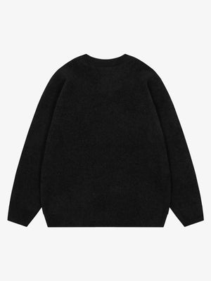Embroidered Letter Knit Sweater - thumbnail 4