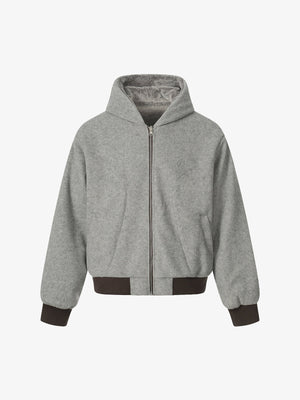 Retro Reversible Fleece Lined Zip-up Hooded Jacket - thumbnail 2