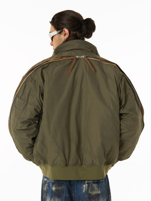 Retro Street Hip-Hop Zipper Design Bomber Jacket - thumbnail 5