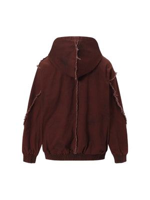 Washed Distressed Fur Hooded Jacket - thumbnail 10