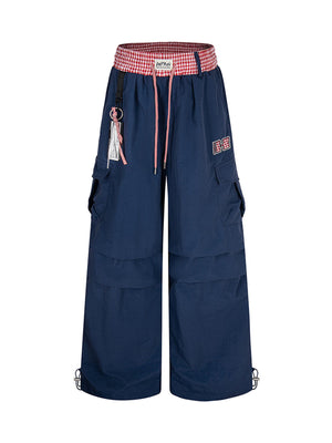 Double Waist Drawstring Baggy Cargo Pants - thumbnail 3