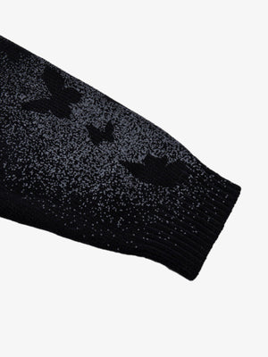 Street Dark Phantom Butterfly Stand-Collar Knit Cardigan Sweater - thumbnail 8