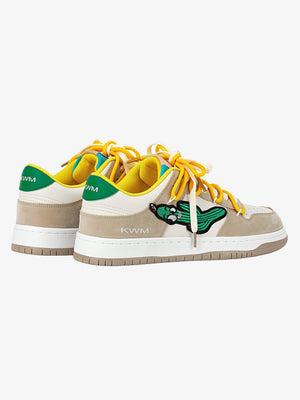 Zapatillas skate beige con parche de cactus – par, vista trasera 3/4 | XoKool