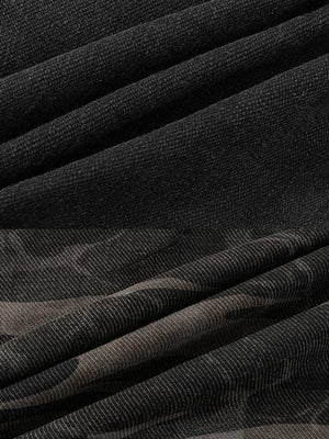 Camo jacket and jeans set – denim and camo fabric close-up | XoKool