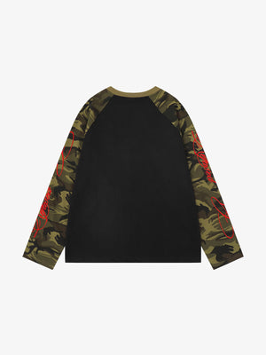 Camo Ärmel Raglan Longsleeve – Schwarz, Rückansicht | XoKool