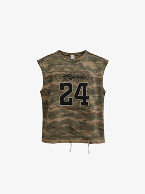 Camiseta sin mangas de camuflaje con número estampado – Camuflaje, vista frontal | XoKool