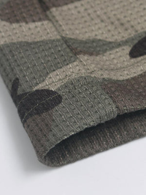 Camo waffle knit tee – waffle knit hem close-up | XoKool