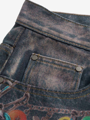 Chain print jeans – front pocket close-up | XoKool