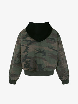 Retro Camouflage Faux Two-Piece Bomber Jacket - thumbnail 2