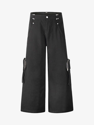 Street Metal Stud Zipper Multi-Pocket Workwear Casual Pants - thumbnail 1