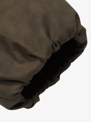 Vintage Zipper Pocket Design Sherpa Lined Collar Padded Jacket - thumbnail 9