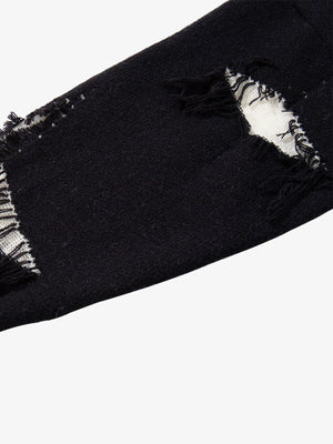 Hip-Hop Dark Skull Frayed-Edge Knit Sweater - thumbnail 17