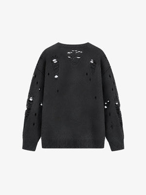 Oversized Strickpullover in Anthrazit mit Ladder-Rips – Rückansicht | XoKool