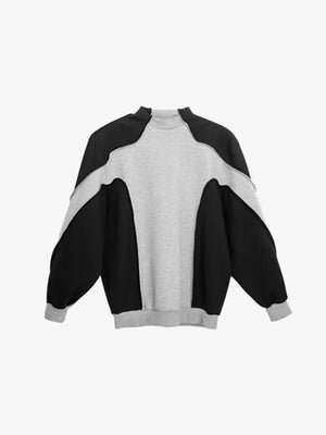 Conjunto de sudadera cuello redondo color block y pantalones deportivos de pierna ancha – sudadera, frente plano | XoKool