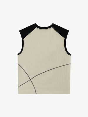 Camiseta sin mangas color block – Crema, vista trasera en plano | XoKool