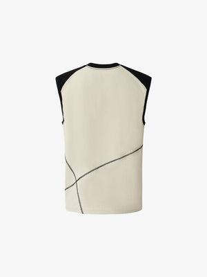 Camiseta sin mangas color block – Crema, vista trasera en plano | XoKool