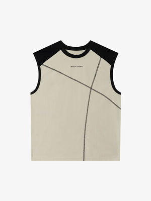 Camiseta sin mangas color block – Crema, vista frontal en plano | XoKool