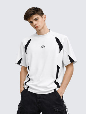 Color block sport tee – White, on model front | XoKool