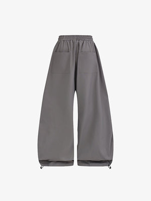 Colorblock Wide Leg Track Pants with 90 Print – Grey, back view | XoKool