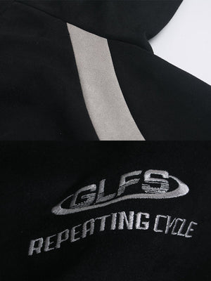 Contrast panel racing shirt – stripe embroidery close-up | XoKool