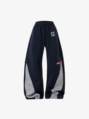 Contrast Panel Sweatpants – Navy, front flat | XoKool