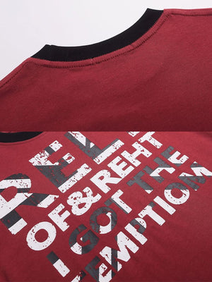 Contrast ringer tee – Red print close-up | XoKool