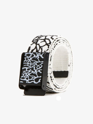 Crackle Print Web Belt with Slide Buckle – White belt, coiled | XoKool