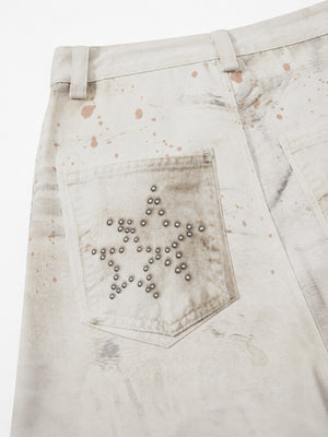 Cream jeans – back pocket with studded star | XoKool