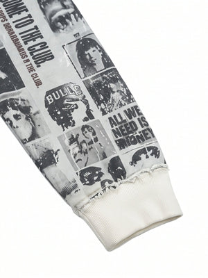 Zip Hoodie mit Collage-Print – Ärmel und Bündchen Nahaufnahme | XoKool