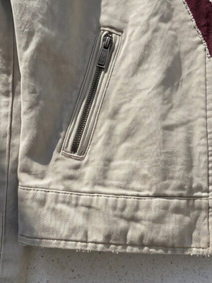 Cream Studded Cross Patch Jacket with Buckle Collar – zip pocket and hem close-up | XoKool