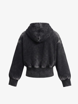 Hoodie corto con cierre y acid wash – vista trasera | XoKool