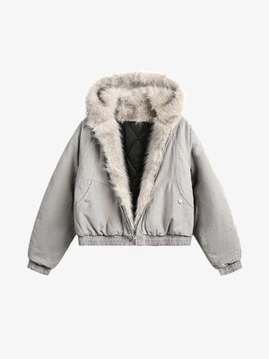 Conjunto de chaqueta bomber corta y pantalones cargo de camuflaje – chaqueta gris claro, frente abierto con forro acolchado | XoKool