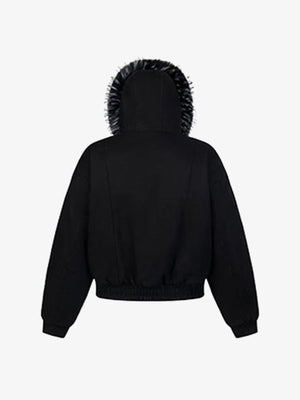 Jacke mit Kunstfellfutter – Schwarz, Rückansicht flach | XoKool