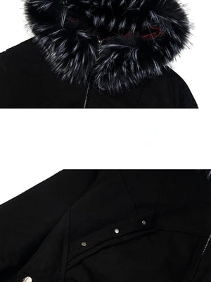 Jacke mit Kunstfellfutter – Nahaufnahme von Fellkapuze und Druckknopftasche | XoKool