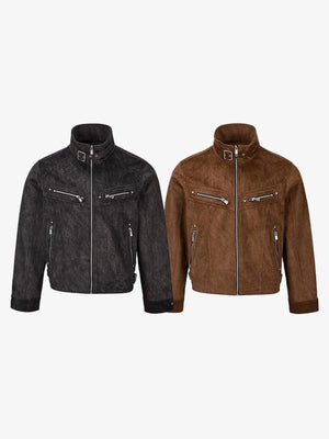 Kunstwildleder-Bikerjacke – Schwarz und Braun nebeneinander | XoKool