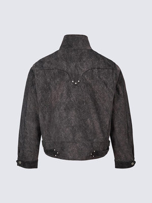 Kunstwildleder-Bikerjacke – Schwarz, Rückansicht | XoKool