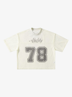 Mesh football jersey – Cream round neck flat lay | XoKool