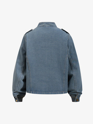 Military Jeansjacke – Hellblau, Rückseite | XoKool