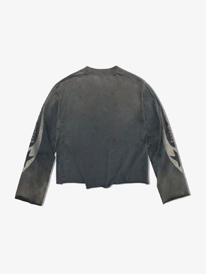 Cropped Washed Longsleeve mit Graphic Print – Rückseite flach | XoKool