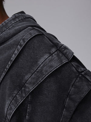 Washed Zip Hoodie Set – Nahaufnahme der Nähte am Schulterpaneel | XoKool