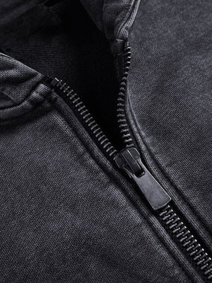 Washed Zip Hoodie Set – Nahaufnahme des Reißverschlusses | XoKool