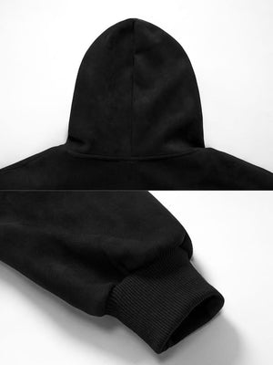 Zip Hoodie mit Gothic-Stickerei – Nahaufnahme Kapuze und Bündchen | XoKool