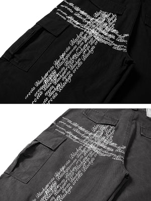 Cross print cargo pants – Cargo pocket and print close-up | XoKool