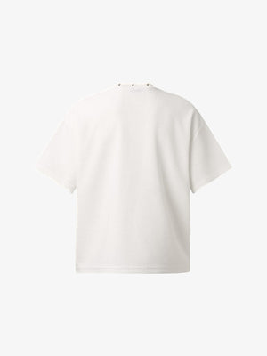Cross T Shirt with Studded Neckline – White, back | XoKool
