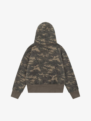 Camouflage Cardigan Utility Zip Up Fur Hooded Jacket - thumbnail 2