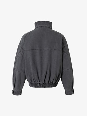 Vintage Washed Distressed Deconstructed High Collar Jacket - thumbnail 2