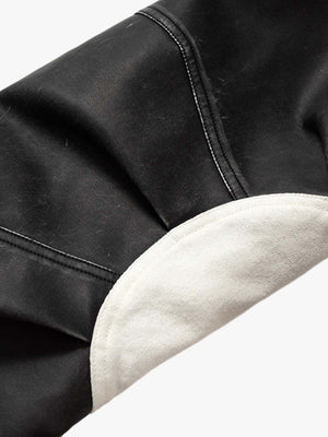 Skull Print Paneled Stand-Up Collar Leather Jacket - thumbnail 7